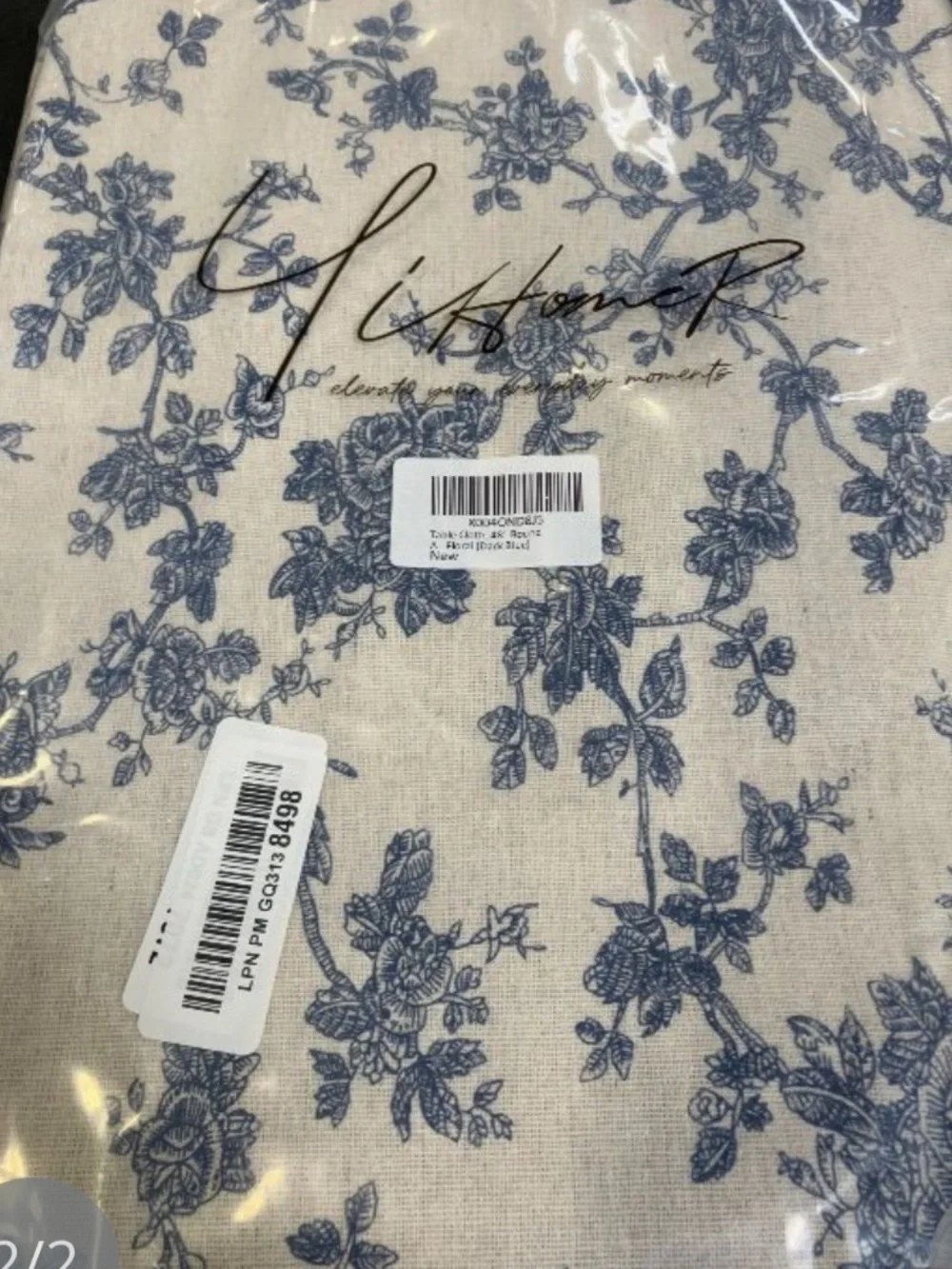 Farmhouse Floral Tablecloth 4&” Round DARK BLUE